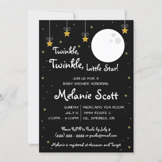 Twinkle, Twinkle, Little Star. Baby shower Invita Kaart