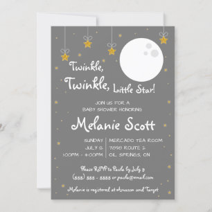 Twinkle, Twinkle, Little Star. Baby shower Invita Kaart