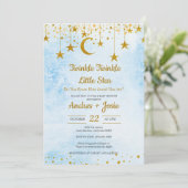 Twinkle Twinkle Little Star Baby Shower Invitation Kaart (Staand voorkant)
