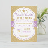 Twinkle Twinkle Little Star Baby shower Invitation Kaart (Staand voorkant)