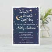 Twinkle Twinkle Little Star Baby shower Invitation Kaart (Staand voorkant)