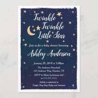 Twinkle Twinkle Little Star Baby shower Invitation Kaart