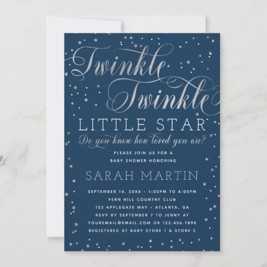 Twinkle Twinkle Little Star Baby shower Invitation Kaart (Voorkant)