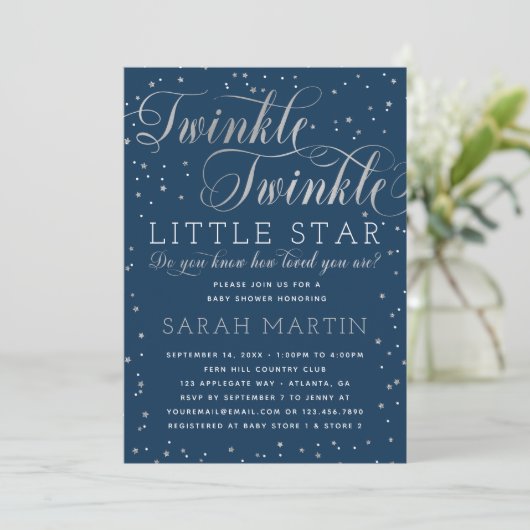 Twinkle Twinkle Little Star Baby shower Invitation Kaart (Staand voorkant)