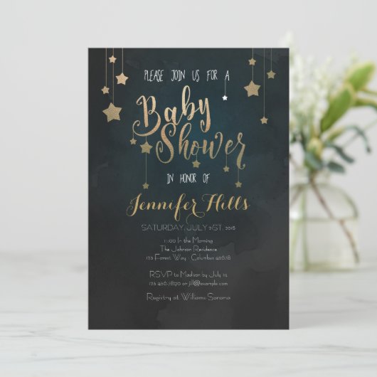 Twinkle Twinkle Little Star Baby shower Invitation Kaart (Staand voorkant)