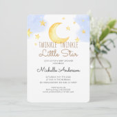 Twinkle Twinkle Little Star Baby shower Invitation Kaart (Staand voorkant)