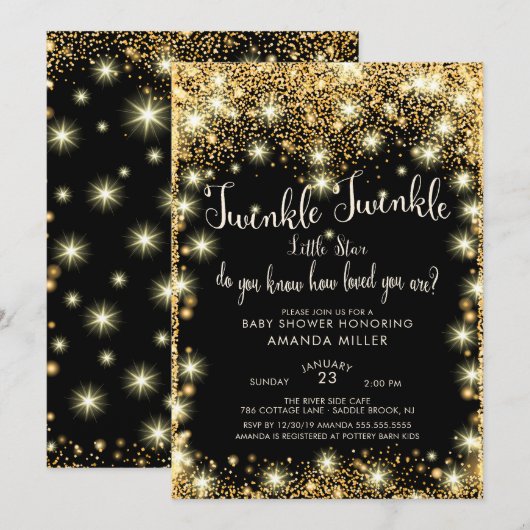 Twinkle Twinkle Little Star Baby shower Invitation Kaart (Voorkant / Achterkant)