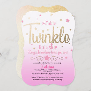 Twinkle Twinkle Little Star Baby shower Invitation Kaart