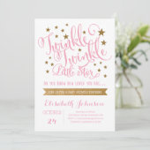 Twinkle Twinkle Little Star Baby shower Invitation Kaart (Staand voorkant)