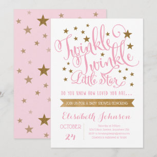 Twinkle Twinkle Little Star Baby shower Invitation Kaart