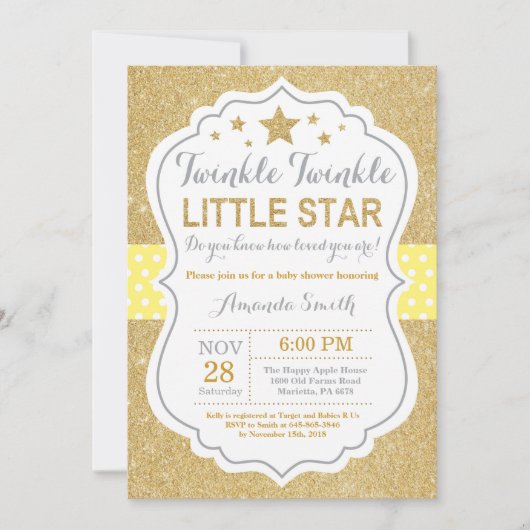 Twinkle Twinkle Little Star Baby shower Invitation Kaart (Voorkant)