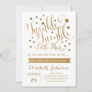 Twinkle Twinkle Little Star Baby shower Invitation Kaart