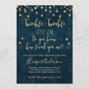 Twinkle Twinkle Little Star Baby shower Invitation Kaart