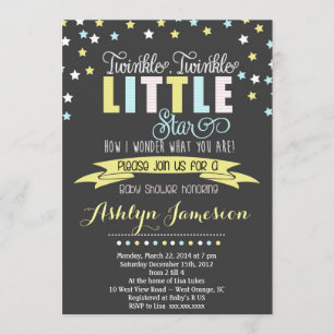 Twinkle Twinkle Little Star Baby shower INvitation Kaart