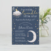 Twinkle Twinkle Little Star Baby shower Invitation Kaart (Staand voorkant)