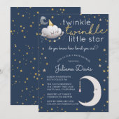Twinkle Twinkle Little Star Baby shower Invitation Kaart (Voorkant / Achterkant)