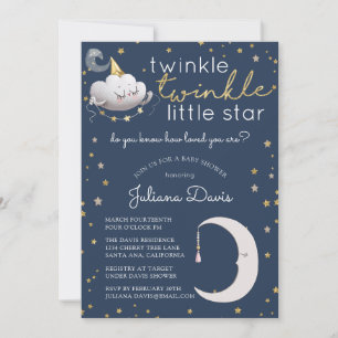 Twinkle Twinkle Little Star Baby shower Invitation Kaart