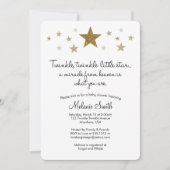 Twinkle Twinkle Little Star Baby shower Invitation Kaart (Voorkant)