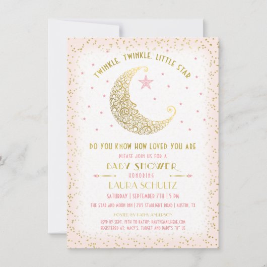 Twinkle Twinkle Little Star Baby shower Invitation Kaart (Voorkant)