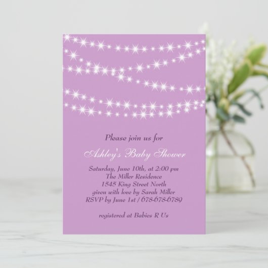 Twinkle Twinkle Little Star Baby shower Invitation Kaart (Staand voorkant)