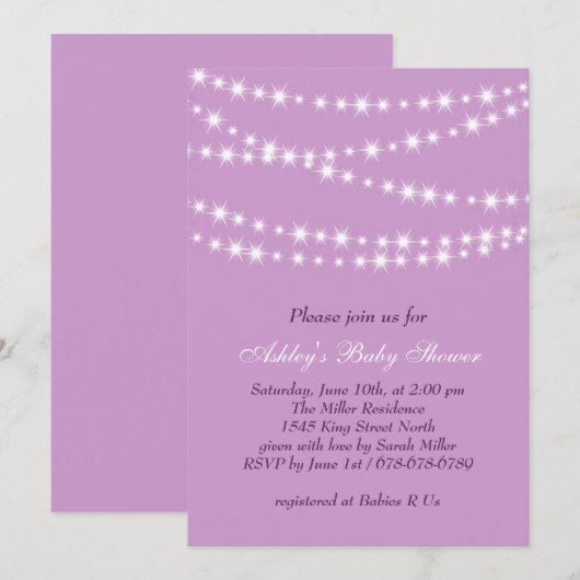 Twinkle Twinkle Little Star Baby shower Invitation Kaart (Voorkant / Achterkant)