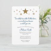 Twinkle Twinkle Little Star Baby shower Invitation Kaart (Staand voorkant)