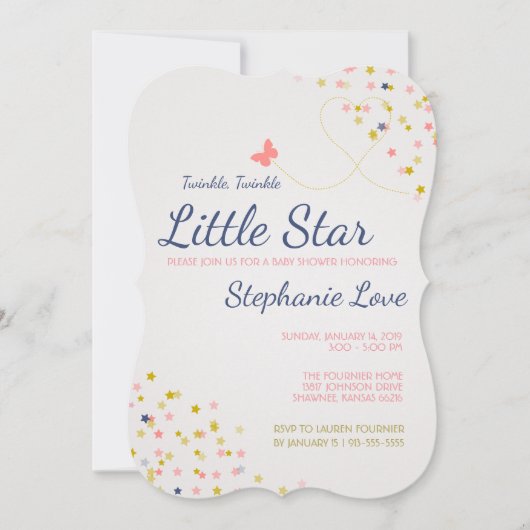 Twinkle Twinkle Little Star Baby shower Invitation Kaart (Voorkant)