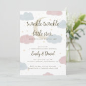 Twinkle Twinkle Little Star Baby shower Invitation Kaart (Staand voorkant)