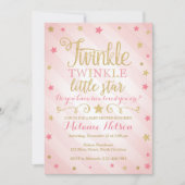 Twinkle Twinkle Little Star Baby shower Invitation Kaart (Voorkant)