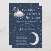 Twinkle Twinkle Little Star Baby shower Invitation Kaart (Voorkant / Achterkant)