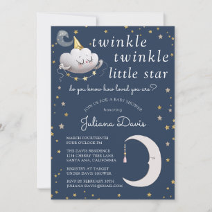 Twinkle Twinkle Little Star Baby shower Invitation Kaart