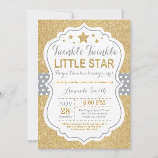 Twinkle Twinkle Little Star Baby shower Invitation Kaart (Voorkant)