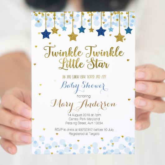Twinkle Twinkle Little Star Baby shower Invitation Kaart