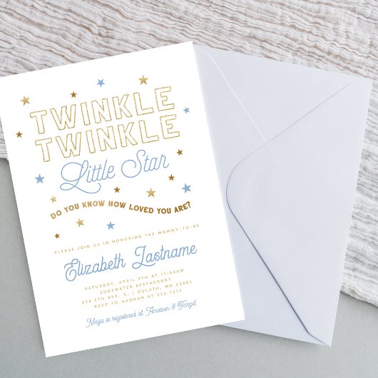 Twinkle Twinkle Little Star Baby shower Invitation Kaart