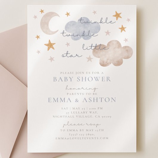 Twinkle Twinkle Little Star Baby shower Invitation Kaart