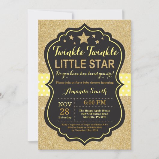 Twinkle Twinkle Little Star Baby shower Invitation Kaart (Voorkant)