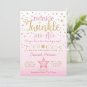 Twinkle Twinkle Little Star Baby shower Invitation Kaart (Staand voorkant)
