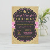 Twinkle Twinkle Little Star Baby shower Invitation Kaart (Staand voorkant)