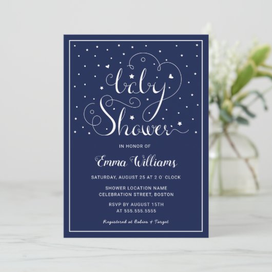 Twinkle Twinkle Little Star Baby shower Invitation Kaart (Staand voorkant)