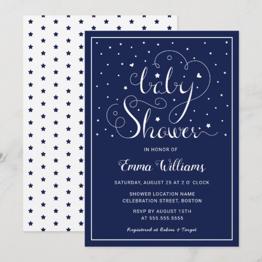 Twinkle Twinkle Little Star Baby shower Invitation Kaart (Voorkant / Achterkant)