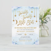 Twinkle Twinkle Little Star Baby shower Invitation Kaart (Staand voorkant)