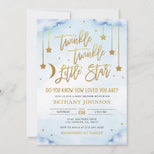 Twinkle Twinkle Little Star Baby shower Invitation Kaart
