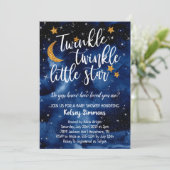 Twinkle Twinkle Little Star Baby shower Invitation Kaart (Staand voorkant)