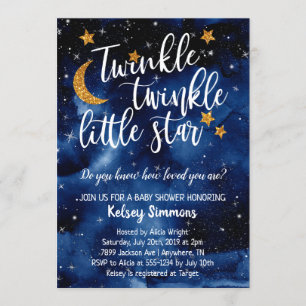 Twinkle Twinkle Little Star Baby shower Invitation Kaart