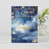 Twinkle Twinkle Little Star Baby shower Invitation Kaart (Staand voorkant)