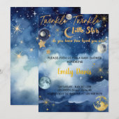 Twinkle Twinkle Little Star Baby shower Invitation Kaart (Voorkant / Achterkant)