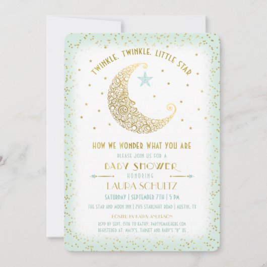 Twinkle Twinkle Little Star Baby shower Invitation Kaart (Voorkant)