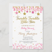 Twinkle Twinkle Little Star Baby shower Invite Gir Kaart (Voorkant)