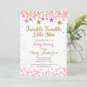 Twinkle Twinkle Little Star Baby shower Invite Gir Kaart (Staand voorkant)
