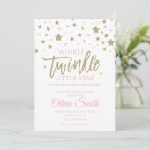 Twinkle Twinkle Little Star Baby shower Invite Kaart (Staand voorkant)